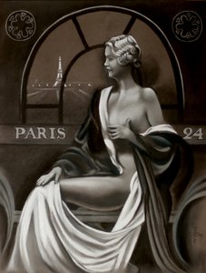 パリの女性、エッフェル塔を望む 作： 