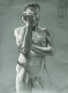 物思いにふける男性のヌード 作： Corné Akkers