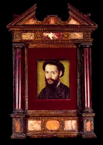 フランスの詩人Clement des Marets dit Marot（1496-1544）の肖像。コルネイユ・ド・リヨン（ハーグのコルネイユ）の絵画（1500/1510-1574） 日0.12 x 0.10 m. 16世紀。 作： Corneille de la  Haye