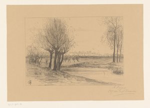 ポラード柳の牧草地 ゼーラント州 (オブジェクトのタイトル) 作： Cornelia Christina Johanna van Trigt Hoevenaar (signed by artist)