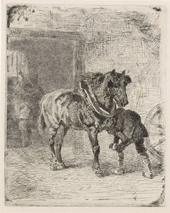 馬は鍛冶屋で蹄鉄を手に入れる 作： Cornelis Albertus Johannes Schermer