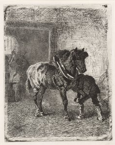 馬は鍛冶屋で蹄鉄を手に入れる 作： Cornelis Albertus Johannes Schermer