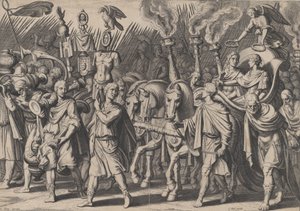 プレート 7: 1614 年のカール 5 世の凱旋より、トルコ人に対する勝利の後の凱旋行進。 作： Cornelis Boel