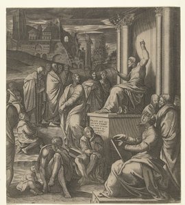 キリストは人々に説教する 作： Cornelis Bos (possibly)