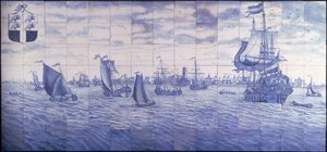 ロッテルダム港のパノラマビュー、1700年頃（セラミック） 作： Cornelis Boumeester