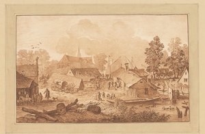 池のある村の眺め 作： Cornelis Brouwer