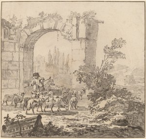 ヤギの群れ、1781年、1786年出版。 作： Cornelis Brouwer