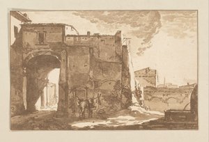 旅行者とラバのゲート 作： Cornelis Brouwer