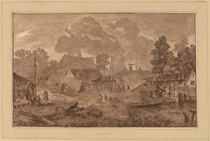 池のある村、c。 1782年。 作： Cornelis Brouwer