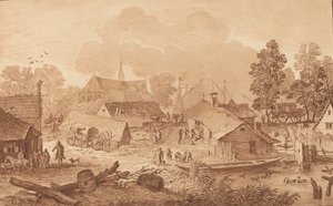 池のある村、c。 1782年。 作： Cornelis Brouwer
