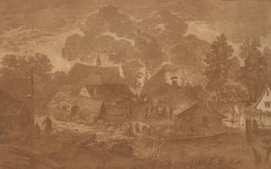 池のある村、c。 1782年。 作： Cornelis Brouwer