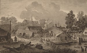 池のある村、c。 1782年。 作： Cornelis Brouwer