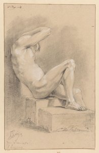 横から見た裸の男性の着席 (3等賞 1767年) 作： Cornelis Buys