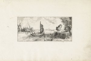 川でボート 風景（シリーズタイトル） 作： Cornelis Claesz van Wieringen (possibly)