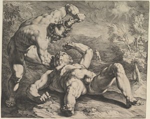 カイン・キリング・アベル、カリフォルニア州。 1591年 作： Cornelis Cornelisz van Haarlem