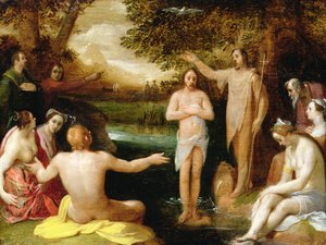 キリストのバプテスマ（オイル） 作： Cornelis Cornelisz. van Haarlem