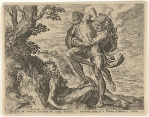 アンタイオスと格闘するヘラクレス ヘラクレスの労働 (シリーズ タイトル) 作： Cornelis Cort