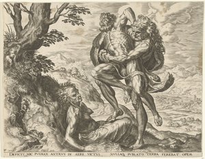 アンタイオスと格闘するヘラクレス ヘラクレスの労働 (シリーズ タイトル) 作： Cornelis Cort