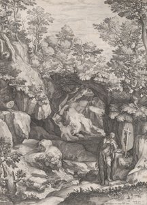 荒野で悔い改めたマグダラのマリア、1573年。 作： Cornelis Cort