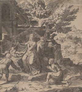 羊飼いの崇拝、1569年。 作： Cornelis Cort