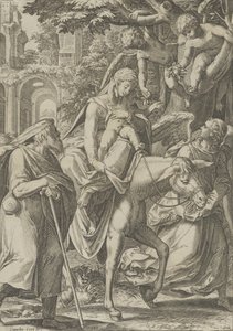 エジプトへの逃避、1571年。 作： Cornelis Cort