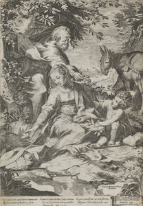 エジプトからの帰還の休息、1575年。 作： Cornelis Cort