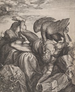 1566年、地獄で処罰されたティテュス。 作： Cornelis Cort