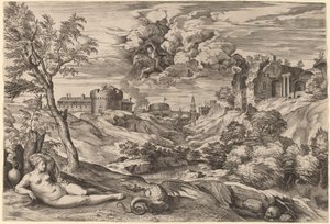 アンジェリカを解放するロジャーのいる風景 作： Cornelis Cort after Titian