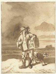 ピープショーと犬を連れた若者 観覧箱と犬を連れた少年、1700年頃 作： Cornelis Dusart