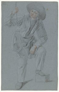 ロープを引いて立っている少年 作： Cornelis Dusart