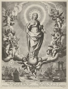 天使に囲まれた地球上のマリア 作： Cornelis Galle (I)