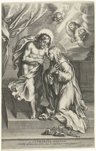 キリストとシエナの聖カタリナ 作： Cornelis Galle (II)