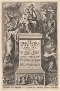 即位したメアリーと子供 タイトルページ: B. de los Rios, De Hierarchia Mariana libri sex, Antwerp: 1641 作： Cornelis Galle (II)