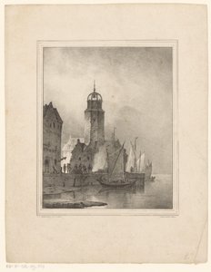 ヨットが町に停泊 作： Cornelis Gerrit Verburgh