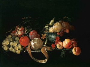 果物のある静物 作： Cornelis de Heem