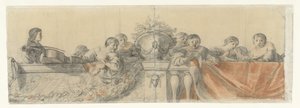 フェストゥーンと手すりの人々 Honselaersdijk 城の壁画のデザイン (シリーズ タイトル) 作： Cornelis Holsteyn