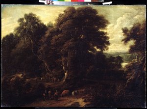 コンスタンティヌス・コルネリス・ホイスマンス（1648-1727）による絵画「牛の群れのあるフランダースの風景」プーシキン美術館、モスクワ 作： Cornelis Huysmans