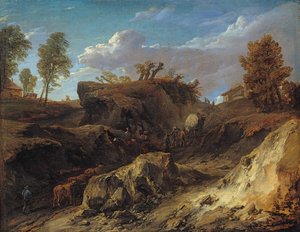 中空の道、c。 1700。 作： Cornelis Huysmans