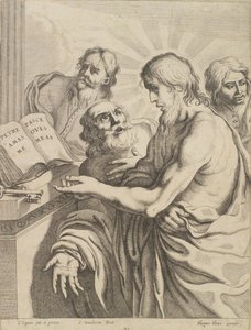 キリストはキーのためにピーターを提示します 作： Cornelis I Danckerts
