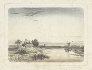 家とヨットのある川の風景 六景（連載タイトル） 作： Cornelis Jan Bolt