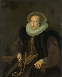 オランダ人：グリエーテ・ヤコブス・ファン・ライン（1585-1652）。ファン・ネックと呼ばれたヤコブ・コルネリス・バンヤートの妻 グリエーテ・ヤコブス・ドル・ファン・ライン（1585-1652）の肖像。ファン・ネックと呼ばれたヤコブ・コルネリス・バンジャールの妻
