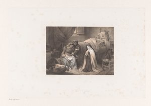 病気の子供と修道女を祈る 作： Cornelis Kruseman