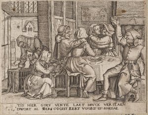 旅館で恋人の 2 つのカップル 作： Cornelis Massijs