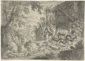 ヤギと牛の羊飼い 作： Cornelis Matthieu