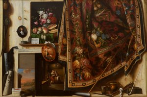 錯視。アーティストのスタジオのキャビネット 作： Cornelis Norbertus Gysbrechts