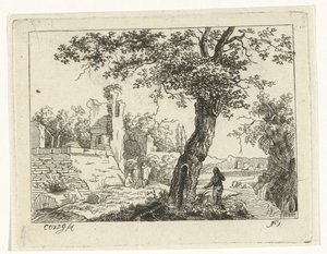 廃墟のある風景 作： Cornelis Ouboter van der Griendt