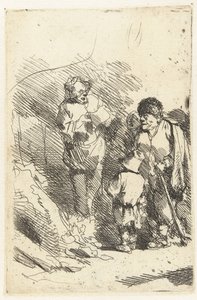 歌う男と子供と男を含む聴衆 作： Cornelis Pietersz. Bega