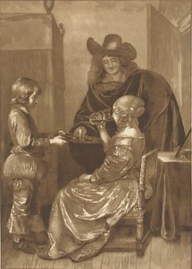 ページを持った紳士淑女 作： Cornelis Ploos van Amstel (signed by artist)