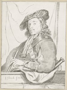 欄干の男 作： Cornelis Ploos van Amstel (signed by artist)