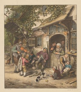 旅館の前のバイオリン弾き 作： Cornelis Ploos van Amstel (signed by artist)